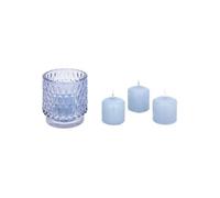 Atmosphera - Coffret photophore et 4 bougies oudy 7x8cm violet