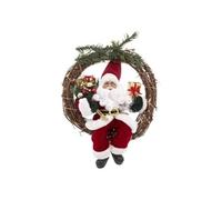 Couronne Père Noël Déco "Soir" 39cm Rouge & Beige