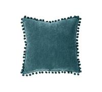 Atmosphera Créateur d'intérieur - Coussin à Pompons "Jao" 40x40cm Bleu Canard Bleu G