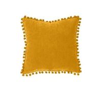 Atmosphera Créateur d'intérieur – Coussin à pompons Jao 40 x 40 cm Ocre