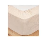 Atmosphera - Drap Housse Flora Gaze de Coton Lin 160x200cm