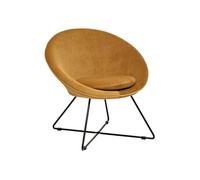 Atmosphera – Fauteuil Evan en velours – Jaune ocre