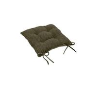 Atmosphera - Galette de chaise Soana bouclette 38x38 cm Vert kaki