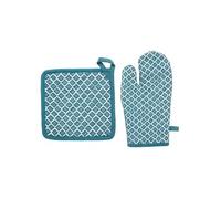 Atmosphera Créateur d'intérieur - Gant & Manique Imprimé "Tikal" 32cm Bleu Canard Bleu G