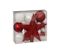 Atmosphera Créateur d'intérieur - Kit 18 Pièces Déco Noël 21cm Rouge & Blanc