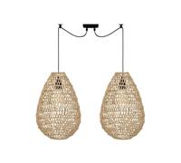 Créateur d'intérieur - Lampe Suspension 2 Têtes Déco "Etel" 41cm Beige