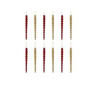 Atmosphera Créateur d'intérieur - Lot de 12 Sujets de Noël "Glaçons" 13cm Rouge & Or Rouge G