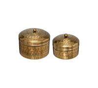 Créateur d'intérieur - Lot de 2 Boîtes Déco en Métal "Oasis" 13cm Or