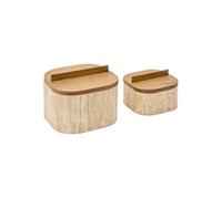Créateur d'intérieur - Lot de 2 Boîtes Effet Travertin "Travi" 18cm Beige