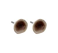 Atmosphera - Boutons de meuble Elaina - Lot de 2 - Céramique & métal - Ø 4 cm - Beige