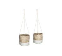 Créateur d'intérieur - Lot de 2 Cache-Pots à Suspendre "Seagrass" 15cm Blanc