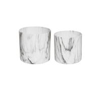Atmosphera Créateur d'intérieur - Set de 2 cache-pots céramique effet marbre noir/blanc D12/D15 cm