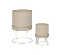 Atmosphera Cache-pots en métal Aze D30 x 44,3 cm Beige lin - Lot de 2