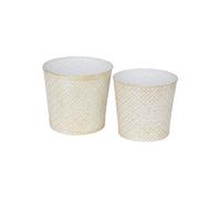 Atmosphera – Cache-pots en métal Tino – Lot de 2 22 cm Blanc