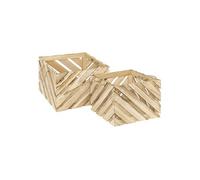 Atmosphera Créateur d'intérieur - Lot de 2 Caisses en Bois "Sulei" 37cm Naturel G
