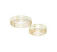 Atmosphera – Lot de 2 plateaux déco miroir « Feel » 30 cm Or