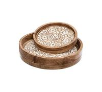 Créateur d'intérieur - Lot de 2 Plateaux en Bois "Ritual" 35cm Naturel