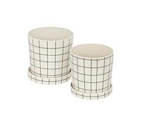 Créateur d'intérieur - Lot de 2 Pots en Dolomite "Kaya" 25cm Blanc & Noir