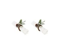 Atmosphera Créateur d'intérieur - Lot de 2 Ronds de Serviette "Branche Enneigée" 10cm Vert G