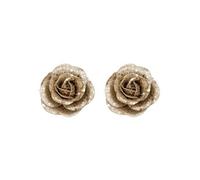 Atmosphera Créateur d'intérieur - Lot de 2 Sujets de Noël Pailletés "Roses" 6cm Or G