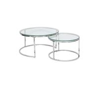 Atmosphera Créateur d'intérieur - Lot de 2 Tables Basses Gigognes "Kneo" 80cm Argent Gris G