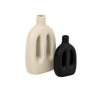 Atmosphera Créateur d'intérieur - Lot de 2 Vases "Inuit Dreams" 20cm Beige & Noir G