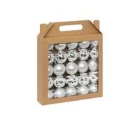 Atmosphera Créateur d'intérieur - Lot de 25 Boules de Noël Maison des Couleurs 6cm Argent & Blanc