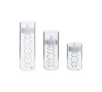 Créateur d'intérieur - Lot de 3 Bougies LED en Verre "Lena" 19cm Transparent