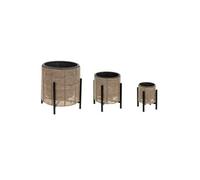 Atmosphera Créateur d'intérieur - Lot de 3 Cache-Pots Déco Imitation "Rotin" 42cm Beige Beige G