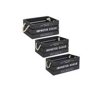 Atmosphera Cagettes bois «Denys» L23/29/35 cm Gris