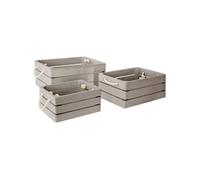 Atmosphera Créateur d'intérieur - Lot de 3 Caisses en Bois "Cagette" 35cm Gris Gris G