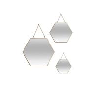 Atmosphera Miroirs Lot de 3 miroirs hexagonaux Métal Doré