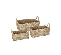Paris Prix Lot de 3 Paniers de Rangement à Anses Seagrass 36 cm Naturel Beige