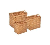 Atmosphera - Set de 3 paniers rectangulaires - Bois Clair tressé