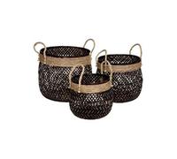 Atmosphera - Set de 3 paniers à anses ajourés Corde - Bambou - Brun