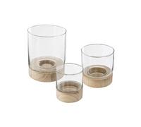 Atmosphera - Set de 3 photophores Eté - Verre et Bois