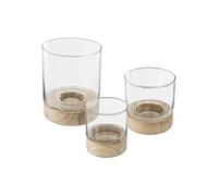 Atmosphera – Lot de 3 photophores en verre Été 20 cm transparent