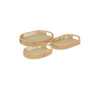 Atmosphera Créateur d'intérieur - Lot de 3 Plateaux Ovales "Ali" 39cm Naturel Naturel G