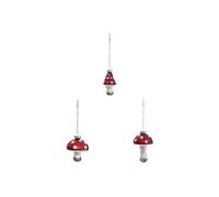 Créateur d'intérieur - Lot de 3 Sujets de Noël Champignon 9cm Rouge