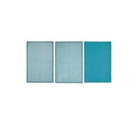Lot de 3 torchons ""Tikal"" en coton bleu canard 45x70cm