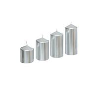 Créateur d'intérieur - Lot de 4 bougies de l'Avent "Satin" 12cm Argent