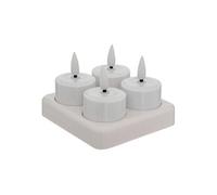 Atmosphera Lot de 4 bougies chauffe-plats LED rechargeables Aitor 10 cm Blanc