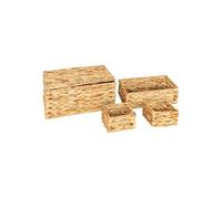 Atmosphera Créateur d'intérieur - Lot de 4 Paniers en Jacinthe "Lia" 33cm Naturel Beige G