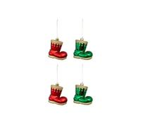 Atmosphera Créateur d'intérieur - Lot de 4 Sujets de Noël "Botte Lutin" 8cm Rouge & Vert