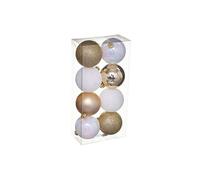 Atmosphera Créateur d'intérieur - Lot de 8 Boules de Noël Colorama 7cm Or & Blanc G