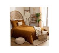 Atmosphera – Parure de lit 3 pièces Landiha en percale Mordoré 240 x 220 cm