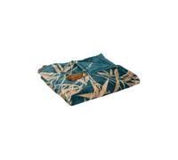 Atmosphera Créateur d'intérieur - Plaid en Flanelle Imprimé Jiling 125x150cm Camel & Bleu Bleu