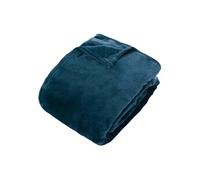 Atmosphera – Plaid en flanelle Ollis Uni 260x240 cm Bleu egéen