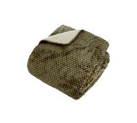 Plaid Sherpa en Flanelle "Lyno" 130x170cm Vert Kaki