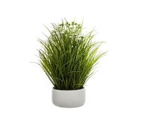 Atmosphera – Plante artificielle en pot «Herbes folles» – Pot en ciment – Blanc – H40 cm